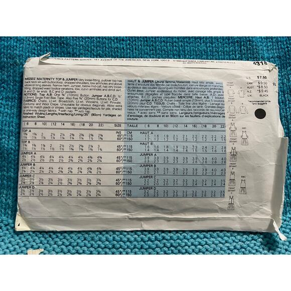 Butterick 4318 pattern maternity dress jumper top size 18 20 22 - Picture 3 of 9